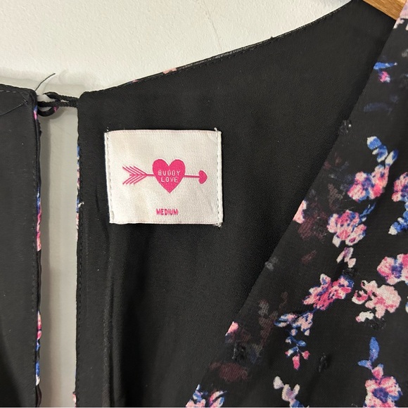 Buddy Love Parker V-Neck Black Floral Printed Skater Dress - Picture 6 of 8
